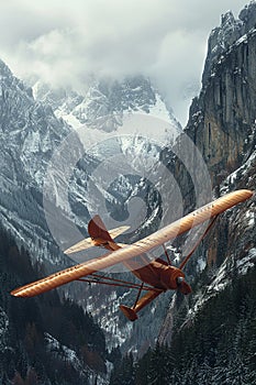 Hang glider soaring above the mountains