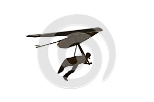 Hang glider wing silhouette isolated on white