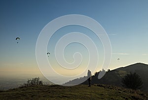 Hang gliders on the Malvern Hills Worcestershire UK