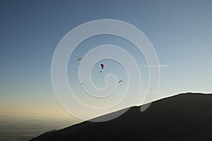 Hang gliders on the Malvern Hills Worcestershire UK