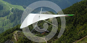 Hang gliding above mountain valley near Jenner mount Berchtesgaden National Park