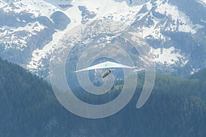 Hang gliding above mountain valley near Jenner mount Berchtesgaden National Park