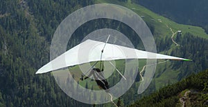 Hang gliding above mountain valley near Jenner mount Berchtesgaden National Park