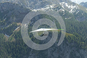 Hang gliding above mountain valley near Jenner mount Berchtesgaden National Park