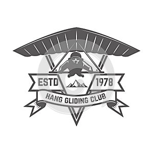 Hang gliding club emblem template. Design element for logo, label, emblem, sign.