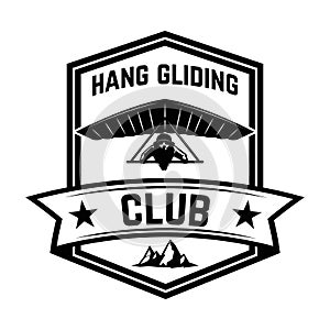 Hang gliding club emblem template. Design element for logo, label, emblem, sign.
