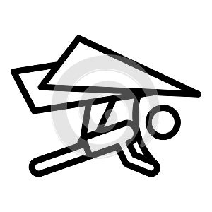 Hang gliding icon, outline style