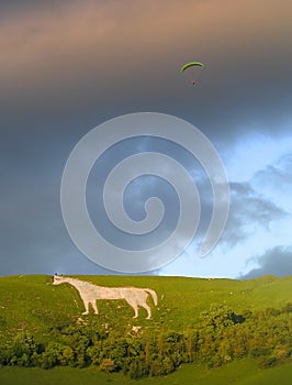 Hang Gliding off Westbury White Horse photo