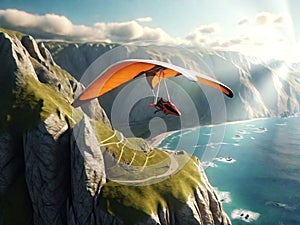 Hang gliding over cliffs