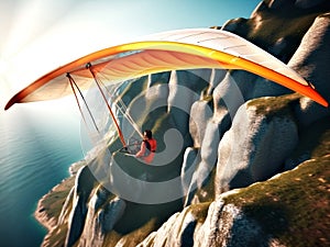 Hang gliding over cliffs
