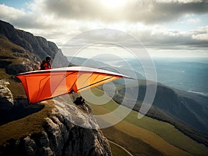 Hang-gliding sport practiced in the middle of nature photo