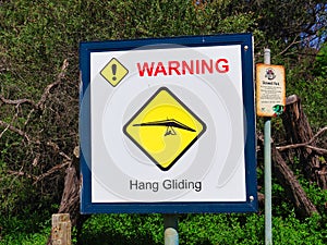 Hang Gliding Warning Sign, Australia