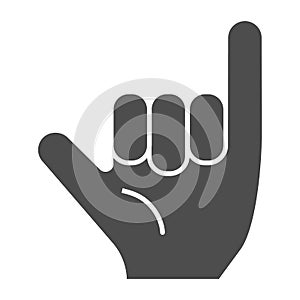 Hang loose gesture solid icon. Shaka vector illustration isolated on white. Hand gesture glyph style design, designed photo