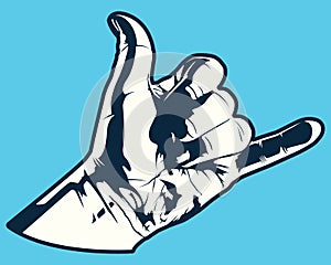 Hang Loose Hand Sign Vector Graphic