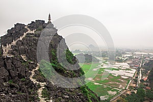 Hang Mua peak scenery adestination porpular with tourist with a short hike up to peak near Ninh Binh, Tam Coc, Hanoi, North Vietna