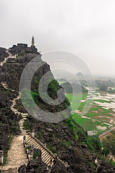 Hang Mua peak scenery adestination porpular with tourist with a short hike up to peak near Ninh Binh, Tam Coc, Hanoi, North Vietna