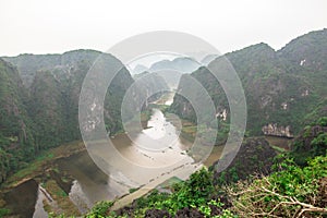 Hang Mua peak scenery adestination porpular with tourist with a short hike up to peak near Ninh Binh, Tam Coc, Hanoi, North Vietna