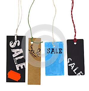 hang tags with caption sale and space for prices, price tags for products to show price or discount,shopping concept,copy space