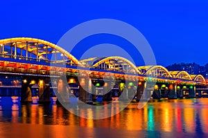 Hangang bridge at night in Seoul.