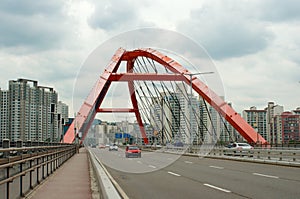 Hangang river in Seoul in summer in Korea photo