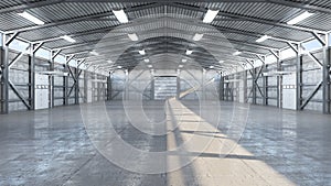 Hangar interior with gate. photo