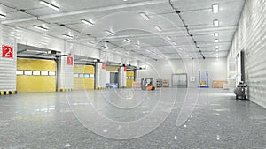 Hangar interior with gates