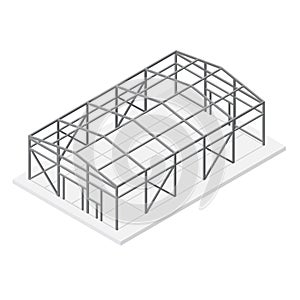 Hangar Metal Frame Isometric View. Vector