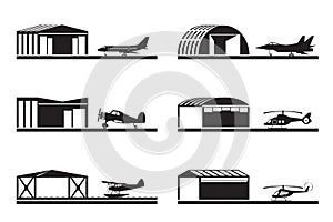 Hangars for airplanes and helicopters