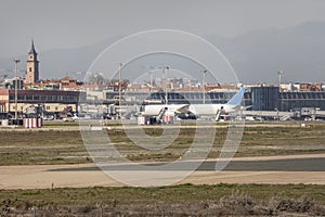 Hangars of a terminal at Madrid Barajas airport
