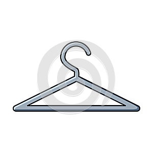 Hanger for clothes icon. Clothes rack for cloakroom or wardrobe. Simple cartoon design. Vector illustration isolated on white