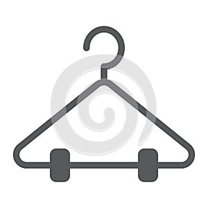 Hanger glyph icon, closet and wardrobe, rack sign, vector graphics, a solid pattern on a white background.