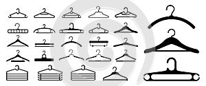 Set of clothes hangers or clothes hangers isolated