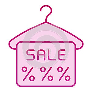 Hanger and sale tag flat icon. Special offer pink icons in trendy flat style. Discount label gradient style design