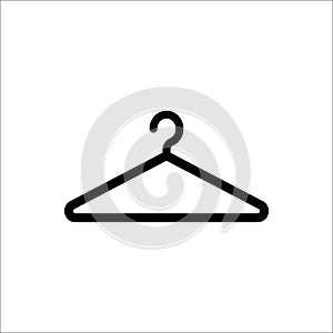 Hanger simple black icon. Wardrobe and cloakroom symbol. photo