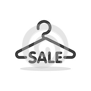 Hanger symbol with sale letter. Clothes shoping concept illustration