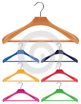 Hangers set Isolated on white. Realistic vector illustration