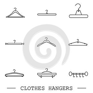 Hangers vector line, line icons set. Set of vector illustration hanger for clothing and fashion. clothes hangers icon