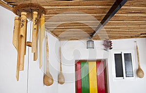 Hanging bamboo wind chimes