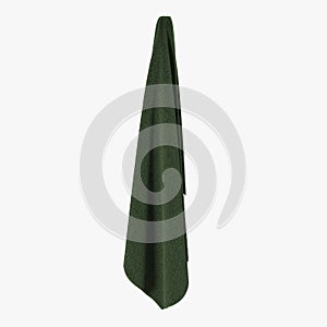 Hanging Bathroom Green Towel on white. 3D illustration