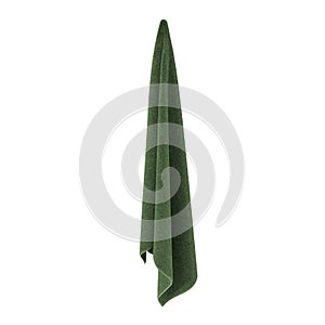 Hanging Bathroom Green Towel on white. 3D illustration