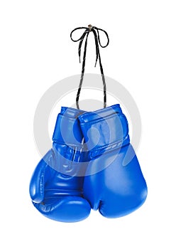 Hanging boxing gloves