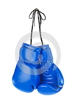 Hanging boxing gloves