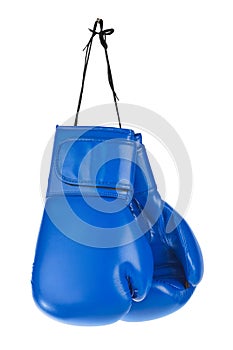 Hanging boxing gloves