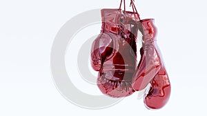 Hanging boxing gloves isolated on white background,