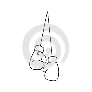 Hanging boxing gloves outline icon