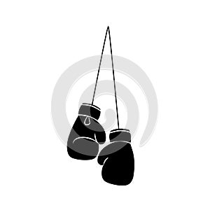 Hanging boxing gloves silhouette icon