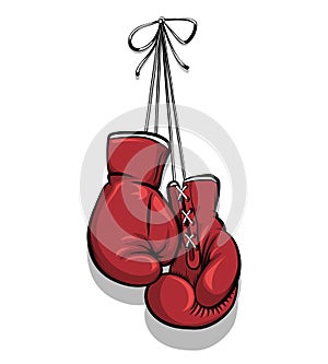 Hanging boxing gloves vector