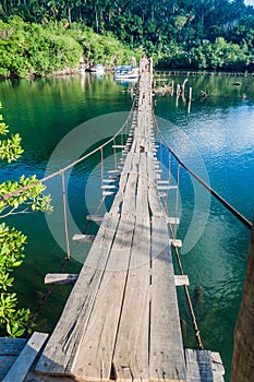 Hanging bridge over Rio Miel river near Baracoa, Cu