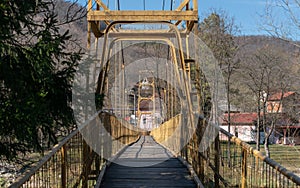Hanging bridge over Vrbas river near Banja Luka photo