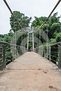 Hanging Bridge at Sai Yok Yai waterfall. Thailand.